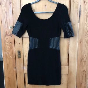 Black Zara dress with faux leather panels